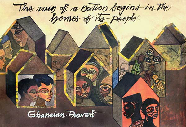 Illustration from the American Red Cross African-American HIV/AIDS Program poster series. Used with permission of the American Red Cross, Copyright April 1992 (revised March 1997.)