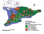 Thumbnail of Yearly incidence of shiga toxin-producing Escherichia coli infection (per 100,000 population), southern Ontario, 1996-1998.