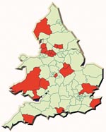 Thumbnail of The health authorities in England and Wales participating in the sentinel surveillance scheme for Campylobacter.
