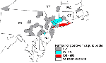Thumbnail of U.S. counties reporting West Nile virus-infected pools of mosquitoes, 2000.