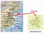 Thumbnail of Eastern part of China showing the locations of Linxian and Henan Provinces. Adapted from www.Expedia.com.