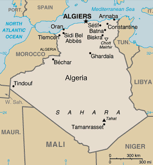 Map of Algeria. Courtesy of Wikipedia Encyclopedia (http://en.wikipedia.org/wiki).