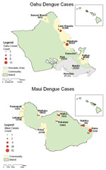 Thumbnail of Autochthonous dengue infections, Maui and Oahu, Hawaii, 2001–2002.