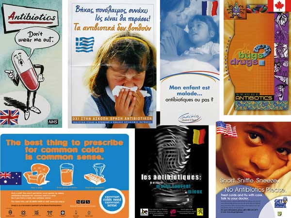 Posters from nationwide educational campaigns against misuse of antimicrobial drugs.