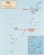Thumbnail of The Palau Islands. Map courtesy of the Central Intelligence Agency, 2004 (available from http://www.cia.gov/cia/publications/factbook/geos/ps.html).