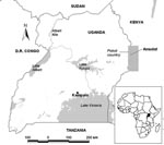 Thumbnail of Map showing Pokot Country (shaded box) in eastern Uganda and western Kenya.