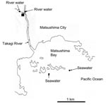 Thumbnail of Locations in Miyagi Prefecture, Japan from which water was isolated. The solid square shows the location of the wastewater treatment plant (sampling site of untreated and treated wastewater).