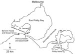 Thumbnail of Map of central coastal Victoria, Australia, showing towns and places referred to in the text or in associated references.