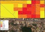 Thumbnail of Chikungunya cases and presence of Aedes spp. immature mosquitoes, Gowripet, Avadi, Chennai, Tamil Nadu, India, 2006.