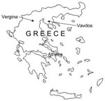 Thumbnail of Map of Greece showing location of Vergina and Vavdos villages.