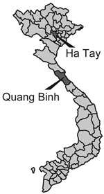 Thumbnail of Figure 1&nbsp;-&nbsp;Mosquito collection sites in Vietnam.