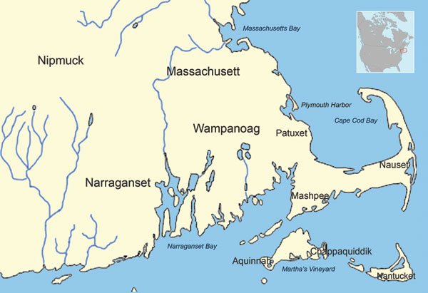 Native American tribes of southeastern Massachusetts in ≈1620.