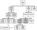 Thumbnail of Flowchart of characteristics of 173 participants in study of shedding of pandemic (H1N1) 2009 virus, Quebec City, Quebec, Canada, May 27–July 10, 2009.