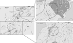 Thumbnail of The 2 neighborhoods in Alcoi, Spain, with identified risk areas for the outbreak of legionellosis, 2009 (left). For each area, an enlarged map at right shows the common risk area (black lines) and the streets where the milling machine and water tank had operated during the incubation periods (gray lines).