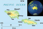 Thumbnail of Map of Samoa, showing the 2 main islands, Upolu and Savai’i, and the capital Apia. Reproduced with permission from Oxford Cartographers (www.oxfordcartographers.com).