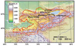 Thumbnail of Animal trapping sites in Kyrgyzstan, with topographic characteristics shown. Ala-Archa (star) is the location of tick-borne encephalitis virus and a possible human case of tick-borne encephalitis.