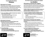 Thumbnail of Travel health alert notice for January 2011 Haiti cholera outbreak showing English and French versions. Haitian-Creole and Spanish versions were printed on the reverse side (not shown).
