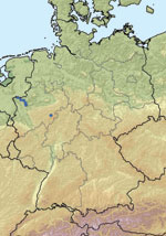 Thumbnail of Location of farms with PCR-positive cattle (blue dots) in North Rhine-Westphalia, Germany.