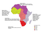 Thumbnail of Regions of Africa as defined by the United Nations geoscheme (5). For persons whose country of exposure was unascertainable or missing but for whom all recent travel was to the same region of Africa, data were included in the final dataset. 