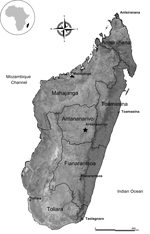 Thumbnail of Map of Madagascar. Inset: Africa showing location of Madagascar.