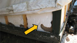 Thumbnail of Damage from rodents tunneling in the foam insulation of a signature tent cabin, Yosemite National Park, summer 2012.
