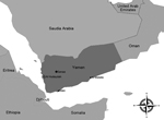 Thumbnail of Location of Al Hudaydah, Yemen, where the co-circulation of dengue virus, chikungunya virus, and other dengue-like viruses was studied in 2012. Other important towns, Sanaa, Aden, and Al Mukalla (the capital of Hadramout governorate), are also shown.