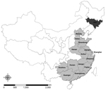 Thumbnail of Provinces in China in which human cases of infection with influenza A(H7N9) virus have been confirmed (gray shading). Jilin Province (dark shading), where the case described in this article occurred, shares borders with the Russian Federation and the Democratic People’s Republic of Korea (North Korea).