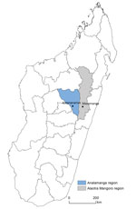 Thumbnail of Locations of Antananarivo and Moramanga in Madagascar. 