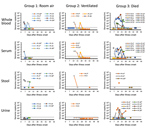 Thumbnail of Estimated viral loads in non–respiratory tract specimens collected from hospitalized MERS-CoV patients, Saudi Arabia, August 1, 2015–August 31, 2016, and submitted to the US Centers for Disease Control and Prevention. Specimen types are shown by severity group. Estimated viral loads are based on upstream of the envelope (upE) real-time reverse transcription PCR cycle threshold values, or N2 cycle threshold values if the upstream of the envelope real-time reverse transcription PCR wa