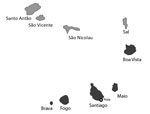 Thumbnail of Locations of suspected Zika cases (dark gray shading), Cape Verde, 2015–2016. Only 2 cases on Boa Vista were confirmed, and those might have been imported.