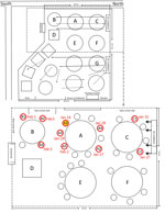 Thumbnail of Sketch showing arrangement of restaurant tables and air conditioning airflow at site of outbreak of 2019 novel coronavirus disease, Guangzhou, China, 2020. Red circles indicate seating of future case-patients; yellow-filled red circle indicates index case-patient.