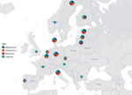European Union laboratories performing phenotypic DST of new tuberculosis drugs, 2019. Map courtesy of Mapbox OpenStreet Map (https://www.mapbox.com). DST, drug susceptibility testing.