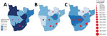 Comparison of public health and social measure stringency and 7-day average new COVID-19 cases per million across 3 COVID-19 pandemic waves in 10 countries in southern Africa, April 6, 2020–July 17, 2021. Source: GISAID (https://www.gisaid.org), accessed 2021 Sep 20.