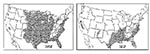 Thumbnail of Areas of the United States where malaria was thought to be endemic in 1882 and 1912.