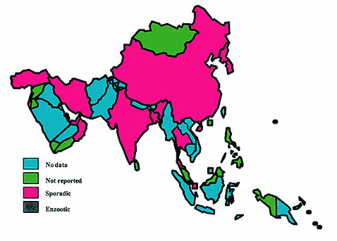 Bovine tuberculosis occurrence, Asia (21).