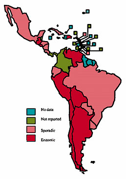 Bovine tuberculosis occurrence, Latin America and the Caribbean (21).