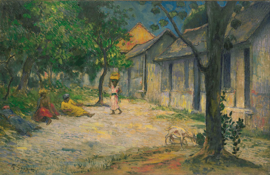 Paul Gauguin, (1848–1903) Village in Martinique (Femmes et Chevre dans le village) 1887. Oil on canvas, 45.7 x 71 cm. Gift of Jan and Ellen Mitchell, New York, through the America-Israel Cultural Foundation