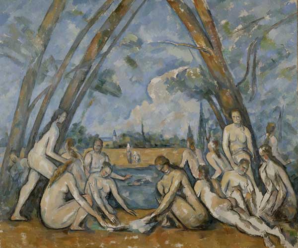 Paul Cézanne (1839–1906). The Larger Bathers (1906). Oil on canvas (210.5 cm × 250.8 cm). Purchased with the W P Wistach Fund, 1937. Philadelphia Museum of Art, Philadelphia, Pennsylvania, USA.